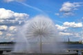 Fountain near the river Dnipro against the beautiful clouds, Dnepropetrovsk, Ukraine