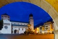 Fountain of Neptune and cathedral on Piazza Duomo in Trento in evening Royalty Free Stock Photo