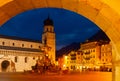Fountain of Neptune and cathedral on Piazza Duomo in Trento in evening Royalty Free Stock Photo
