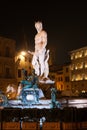 Fountain of Neptune in Florence city in night Royalty Free Stock Photo