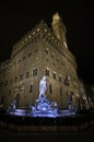 Fountain of Neptune, Florence by night Royalty Free Stock Photo