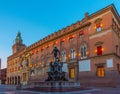 Fountain of Neptune in front of the palazzo d'accursio in Bologn Royalty Free Stock Photo