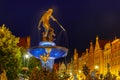 Fountain of Neptune in Gdansk at night, Poland Royalty Free Stock Photo