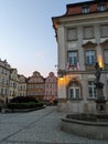 Fountain of Neptune on historic market square in Jelenia Gora in Poland
