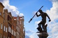 Fountain of the Neptune in old town of Gdansk Royalty Free Stock Photo