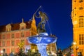 Fountain of the Neptune in old town of Gdansk Royalty Free Stock Photo