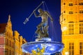 Fountain of the Neptune in old town of Gdansk Royalty Free Stock Photo