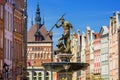 Fountain of the Neptune in old town of Gdansk Royalty Free Stock Photo