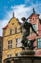 Fountain of the Neptune in old town of Gdansk, Poland Royalty Free Stock Photo