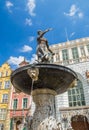 Fountain of Neptune in old town of Gdansk in Poland. Royalty Free Stock Photo