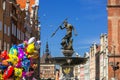 Fountain of the Neptune in old town of Gdansk, Poland Royalty Free Stock Photo