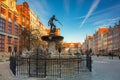 Fountain of Neptune in old town in Gdansk, symbol of the city. Poland Royalty Free Stock Photo