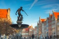 Fountain of Neptune in old town in Gdansk, symbol of the city. Poland Royalty Free Stock Photo