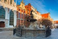 Fountain of Neptune in old town in Gdansk, symbol of the city. Poland Royalty Free Stock Photo