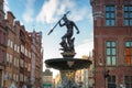 Fountain of Neptune in old town in Gdansk, symbol of the city. Poland Royalty Free Stock Photo