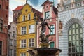 Fountain of Neptune in old town in Gdansk, symbol of the city. Poland Royalty Free Stock Photo