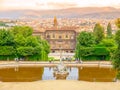 Fountain of Neptune and Palazzo Pitti in Boboli Gardens, Florence, Italy Royalty Free Stock Photo