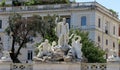 Fountain `Neptune` on Piazza del Popolo, Rome. Royalty Free Stock Photo