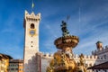 The fountain of Neptune on Piazza Duomo in Trento, South Tyrol. Italy Royalty Free Stock Photo