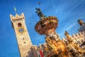 The fountain of Neptune on Piazza Duomo in Trento, South Tyrol. Italy Royalty Free Stock Photo