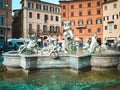 Fountain of Neptune on Piazza Navona in Rome, Italy. Royalty Free Stock Photo