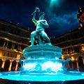 Fountain of Neptune in Piazza Navona, Rome, Italy Generative AI