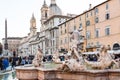 Fountain of neptune and sant`agnese church in Rome Royalty Free Stock Photo