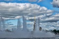 Fountain on the Neva River in front of the Peter and Paul Fortress Royalty Free Stock Photo