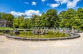 Fountain at the New Palace, Neues Schloss in the park of historical Hermitage Eremitage at Bayreuth, Bavaria, Germany Royalty Free Stock Photo