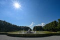 Fountain next to castle Herrenchiemsee on the island Herreninsel at lake Chiemsee