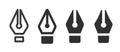 Fountain nib ink pen icon vector graphic simple pictogram line outline art symbol set, dip quill curvature tool pencil glyph