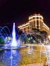 fountain, night city, street landscape, walk peace Royalty Free Stock Photo