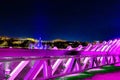 The fountain at night in the Heartland of America Park at the Riverfront in Omaha Nebraska USA. Royalty Free Stock Photo