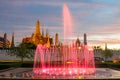 Fountain night light of landmark of Sanam Luang, Bangkok, Thailand