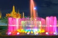 Fountain night light of landmark of Sanam Luang, Bangkok, Thailand Royalty Free Stock Photo