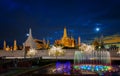 Fountain night light of landmark of Sanam Luang and grand palace Royalty Free Stock Photo