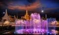 Fountain night light of landmark of Sanam Luang and grand palace Royalty Free Stock Photo