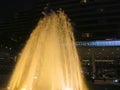 Fountain at night lit up at InterContinental Hotel in Hong Kong Royalty Free Stock Photo