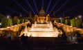 Fountain at night outside National Art Museum of Catalonia, Barcelona, Spain Royalty Free Stock Photo