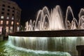 Fountain at night - Placa de Catalunya - Barcelona Spain Royalty Free Stock Photo