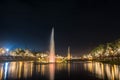 Fountain at night in Suan Luang Rama 9 Park in Bangkok Royalty Free Stock Photo