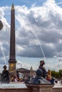 A Fountain and the Obelisk on Place de la Concorde in Paris, France Royalty Free Stock Photo