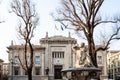 Fountain and palace of Criminal Court in Bergamo