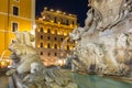 Fountain at the Pantheon temple in Rome at night, Italy Royalty Free Stock Photo