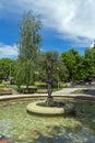 Fountain and park in the center of the town of Hisarya, Bulgaria