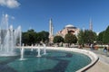 Fountain and Park in Front of Hagia Sophia Museum in Istanbul, Turkey Royalty Free Stock Photo