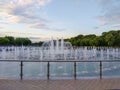 Fountain in the Park-like garden. Landscape with a fountain