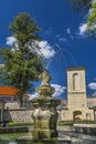 Fountain in the park of monastery in Broumov