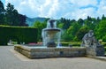Fountain in the park of roses in Baden-Baden in Germany