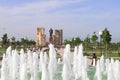 The fountain, park and ruins of the Aksaray palace of Amir Timur in Shakhrisabz, Uzbekistan